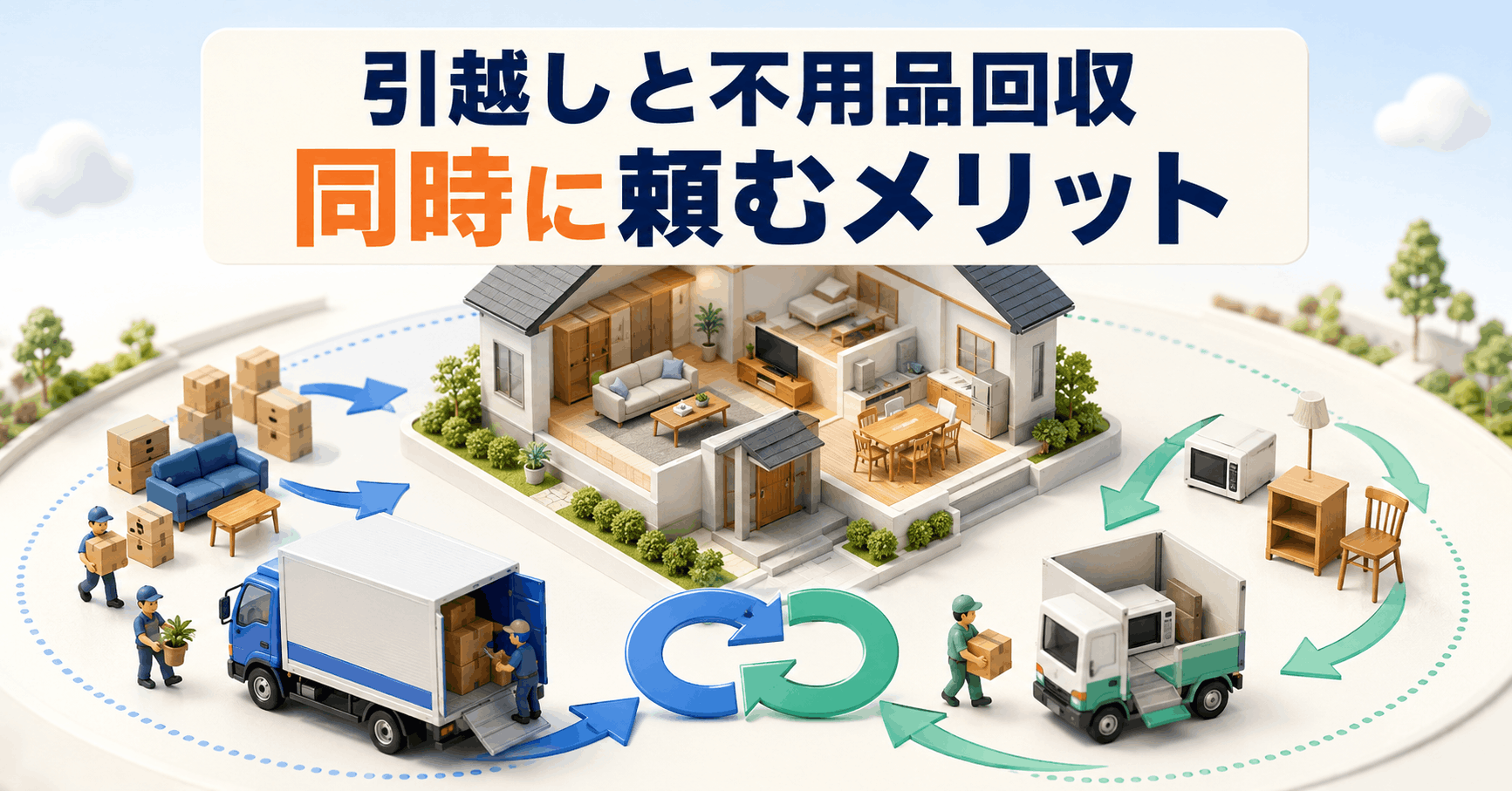引越しと不用品回収を同時に相談するイメージ
